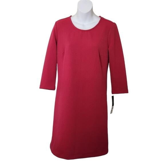 DAISY FUENTES Fuchsia Textured Shift Dress Size S - Picture 2 of 11